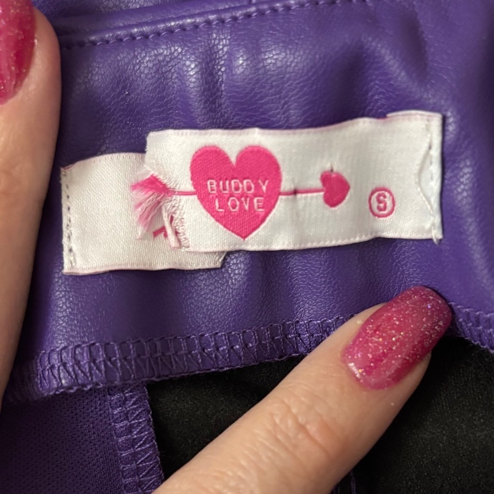 NWT Buddy Love Tatum Vegan Leather Purple Mini Skort Size Small - Picture 6 of 6